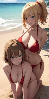 Amigos en la playa - Imagen porno generada por IA - XGROOVY.COM