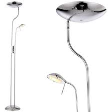 Klassischer Led Deckenfluter Mit Leselampe Im Chrom Design Bild 1