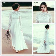 Empire Waist Bohemian Maternity Wedding Dress High Neck Long Sleeves Lace Appliques Beach Wedding Dresses For Pregnant Bride Gowns Watteau Bridal Gowns With Sle Long Sleeve Wedding Dress Lace Cheap Wedding