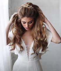 Half Up Bride Hairstyle Wedding Hair Down Wedding Bride Hairstyles