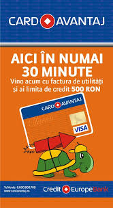 Cardavantaj issued under the mastercard logo is the first credit card in lei with national and international usage, which offers the advantage of paying in installments. Credit Europe Bank Romania