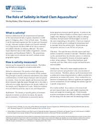 Pdf The Role Of Salinity In Hard Clam Aquaculture1