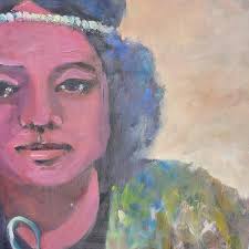 Painting Portrait of Black Woman Attributed to Loretta Cain Painting  Portrait of Black Woman Painting of Black Woman Portrait Painting Art