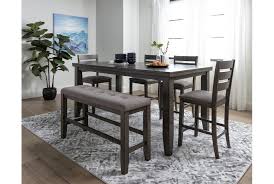 Ashford Ii 6 Piece Extension Counter Set Counter Height Dining Table Set Counter Height Dining Table Grey Dining Tables