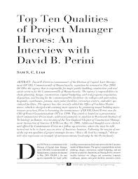Top Ten Qualities of Project Manager Heroes: An Interview with David B.  Perini