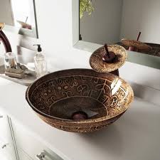 vigo vessel sink in copper mosaic with