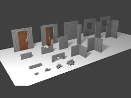 Level Kit Cement Brick Walls For Building Site 3d Model 3d Model Brick Wall Model