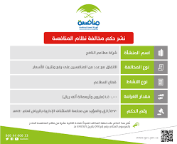 هيئة المنافسة تشه ر بشركة مطاعم الناضج العاملة في قطاع المطاعم وتغرمها 1 4 مليون ريال