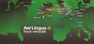 Aer Lingus Destinations Map Airline Maps — Aer Lingus Route Map, 1989 Aer Lingus “Simply...