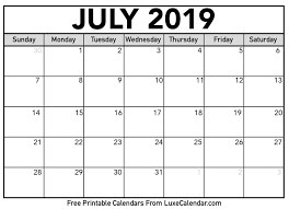 Free July Calendar 2019 Printable Calendar Template Monthly Calendar Template Calendar Printables