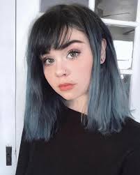 Black And Blue Ombre Short Hair Ideal Grey Hair Color Aesthetic Hair Hair Styles