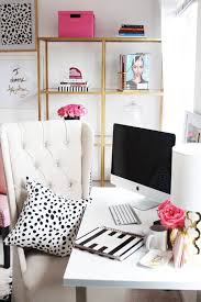 Do away with the dreary workday with our selection of desk organizers and desk accessories. Meagan Ward S Girly Chic Home Office Office Tour Sayeh Pezeshki La Brand Logo And Web Designer Home Office Design Home Office Decor Home Office Space