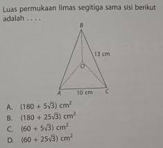 Rumus luas permukaan limas bergantung dari bentuk alasnya, begitu. Luas Permukaan Limas Segitiga Sama Sisi Berikut Adalah A 180 5 3 Cm B 180 25 3 Cm C Brainly Co Id