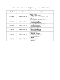 Pelaksanaan kssr (semakan 2017) tahun 3 adalah pada tahun 2019. Jadual Orientasi Matematik