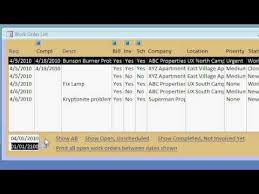 Here is a service work order template with its typical content: Microsoft Access Work Order Seminar Build A Service Database Youtube