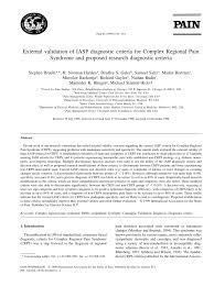 Pdf External Validation Of Iasp Diagnostic Criteria For Complex Regional Pain Syndrome And Proposed Research Diagnostic Criteria