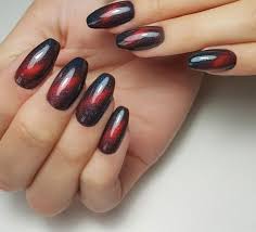 Black And Red Cat Eye Nails Red Black Glitter Particles Cat Eye Nails Nail Polish Magnetic Nail Design Trend Nails Cat Eye Nails Eye Nail Art Elegant Manicure