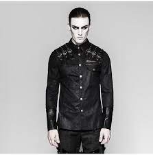 Long Sleeve Leather Patchwork Buckle Straps Button Shirt In 2021 Mens Long Sleeve Shirts Casual Long Sleeve Shirt Men Long Sleeve Shirts