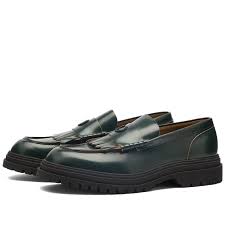 Fred Perry Leather Loafer Night Green | END.