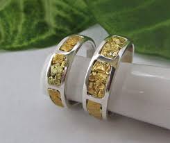 Gold Nugget His And Hers Wedding Bands His And Hers Gold Nugget Wedding Rings Natutral Gold Nuggets Gold Nugget Jewelry 14k Gold Wedding Band Mens Gold Rings