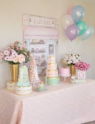 French theme party decorations for a memorable party are the ones that set the stage for your guests to really participate in the theme. Laduree Inspired Tea Party Kara S Party Ideas Pastel Birthday French Theme Party Parisian Party
