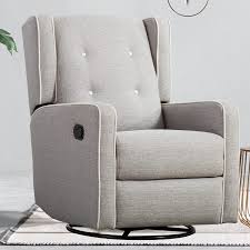 The swiveling base lets you adjust your view as needed, while the charcoal color offers a sleek appearance. Amazon Com Canmov Swivel Rocker Recliner Chair Manual Reclining Chair Single Seat Reclining Chair Gray Kitchen Dining