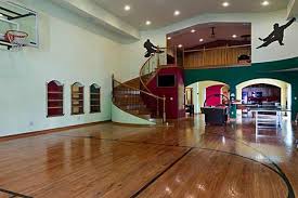 16 Homes With Basketball Courts You Can Buy Now Home Basketball Court Indoor Basketball Court Basketball Court Flooring