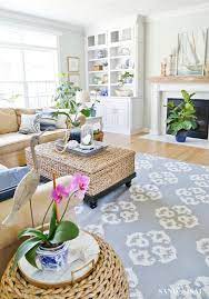 Summer Blues Coastal Family Room Tour Sand And Sisal Coastal Family Rooms Family Room Family Room Design