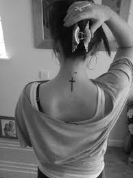 Small rosary around cross nice small rosary and cross tattoo for lower. Small Cross Back Tattoo Small Cross Tattoo Behind Ear Men In 2020