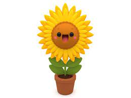 Cheerful Yellow Sunflower 3d Cartoon Character Inside A Flower Pot On An Isolated White Ba Cartoon Flowers Flower Pots Tropical Flowers Illustration