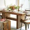 Solid reclaimed pine wood dining table and bench from west elm. 1