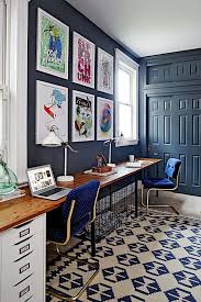 Set of 3 prints, dandelions, navy blue and white, home, office wall art, decor. 25 Blue Home Office Designs That Inspire Digsdigs
