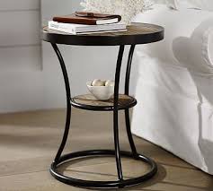 An Original Pared Down Design Is Elevated To Two Tiers With Contrasting Textures And A Reclaimed Wood Console Table Coffee Table Pottery Barn Wood End Tables