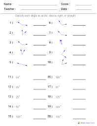 The math worksheets are randomly and dynamically generated by our math worksheet generators. Geometry Worksheets Angles Worksheets For Practice And Study