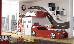 Bedroom Design Boys Bedroom Car Themes Ideas With Ferrari Car Plus Bunkbed Using Stairs And Wall Decor With Cars Room Disney Cars Bedroom Car Themed Bedrooms