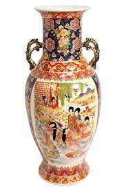 Antique chinese hand painted peacock vase. 24 H Gold Handle Chinese Porcelain Vase In Satsuma Design Chinese Porcelain Vase Porcelain Decor Antique Porcelain Plates