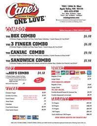 Menu Raising Cane S Minnesota Raising Canes Raising Cane S Menu