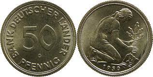 Prägezeitraumder prägezeitraum gibt an in welchem zeitintervall (von wann bis wann) eine münze geprägt wurde. Deutschland 50 Pfennig Kursmunze Bank Deutscher Lander 1950 G Ku Ni Stgl 490 Euro