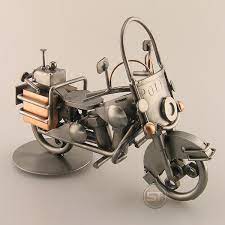 Police Motorcycle Metal Art Steelman Metal Art Motorcycle Sculpture Steel Art