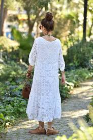 Anniecloth has a great selection of boho dresses for sale, including maxi dresses, summer dresses, and beach dresses in a variety of designer styles. White Scalloped Detail Long Sleeve Bohemian Dress Saman Butik Boho Fashion
