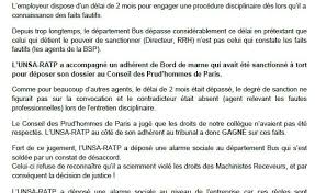 La sanction disciplinaire est prévue à l'article 37 du code du travail. Sanction Disciplinaire Unsa Ratp