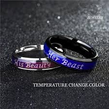 2021 Fashion Temperature Change Color Cool Rings Set Size 6 12 Romantic Black Her Beast Silver His Beauty Fashion Stainless Steel From Jonely 1 Dhgate Com