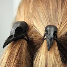 Bird With Long Hair On Head Metal Crow Skull Hairband Pony Tail Holder Gothic Hair Accessories Gothic Hairstyles Hair Accessories
