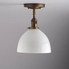 8 White Glass Dome Semi Flush Stem Mount Light Fixture Usa Handblown Glass Semi Flush Ceiling Lights Glass Domes Pendant Light Fixtures