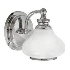 It includes a opal glass shade. Single Chrome Bathroom Wall Light With Opal Glass