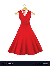 Red dress on a hanger with sale tag Royalty Free Vector