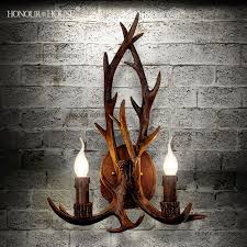 amerikaanse country stijl gewei ontwerp hars hal gang licht wc tafel licht wandlamp in kunst en mode verlichting licht candle lampshade wall lights antler wall