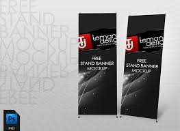 Free Psd Realistic Stand Banner Mockup Mockup Design Web Banner Free Banner