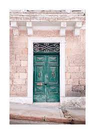 green wooden door poster deurposter grafische posters houten deur