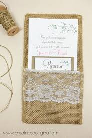 Carte d'invitation de mariage sur le thème campagne rustique avec dentelle, kraft et un motif rose poudré à pois pour ajouter une touche vintage à votre mariage. Camille 2 Z Ailes E Faire Part Pochette Champetre Toile Du Jute Et Dentelle